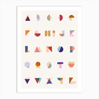 Alphabet Shapes Brights Art Print