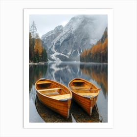 Two Wooden Boats On A Lake 1 Art Print