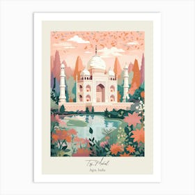 Taj Mahal   Agra, India   Cute Botanical Illustration Travel 3 Poster Art Print