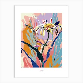 Colourful Flower Illustration Poster Asters 6 Art Print