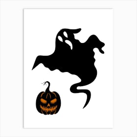 Ghost And Pumpkin Art Print