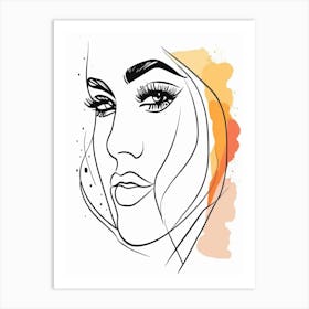 Watercolour Woman Line Art 1 Art Print