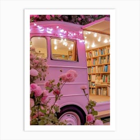 Pink Vw Bus Art Print