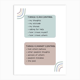 Things I Can Control Art Print