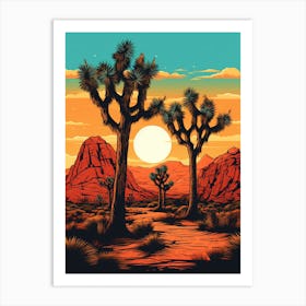  Retro Illustration Of A Joshua Trees At Dawn In Desert 9 Art Print