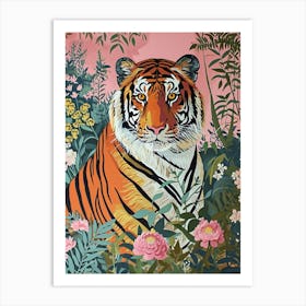 Floral Animal Painting Tiger 4 Art Print