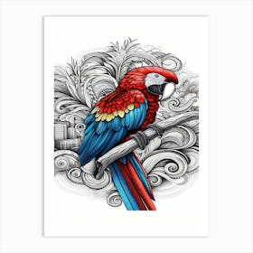 Button Parrot Art Print