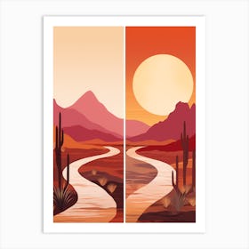 Desert Landscape With Cactus Art Print