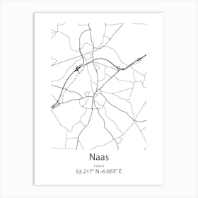 Naas,Ireland Minimalist Map Art Print