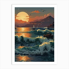 Sunset In The Sea Art Print