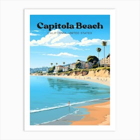 Capitola Beach California United States Modern Travel Illustration Art Print