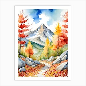 Watercolor Autumn Leaves Watercolor Painting Art Print