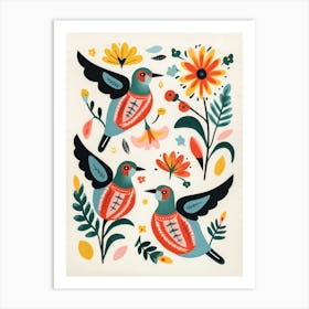 Folk Style Bird Painting Hummingbird 3 Art Print