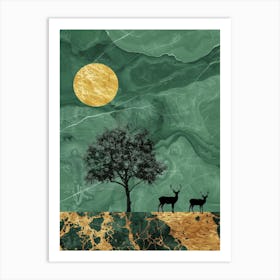 Deer In The Moonlight 3 Art Print