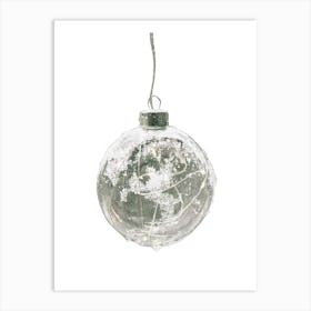 Silver Christmas Ornament, Retro Christmas Decor Art Print