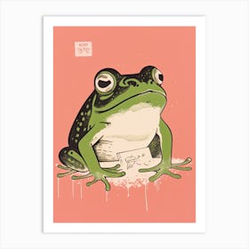 Frog Unimpressed, Matsumoto Hoji Inspired Japanese Green And Pink 8 Art Print