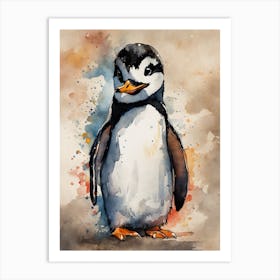 Penguin Watercolor Painting Art Print