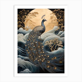 Peacock 2 Gold Detail Painting Art Print