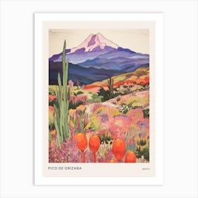 Pico De Orizaba Mexico 1 Colourful Mountain Illustration Poster Art Print