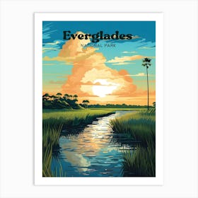 Everglades National Park Florida Marsh Travel Illustration Art Print