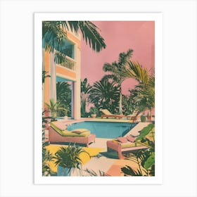 Pink Pool Collage Art Print