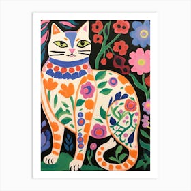 Maximalist Animal Painting Cat 3 Art Print