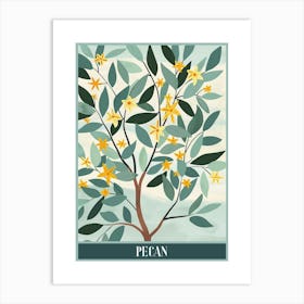 Pecan Tree Flat Illustration 3 Poster Art Print