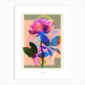 Rose 8 Neon Flower Collage Poster Art Print