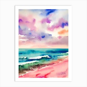 Cottesloe Beach, Australia Pink Watercolour Art Print