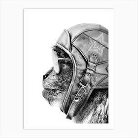 Monkey In A Pilot'S Helmet Art Print