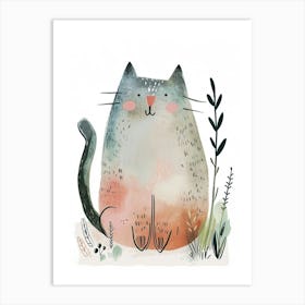 Cymric Cat Clipart Illustration 1 Art Print