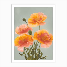 Marigold Flowers Acrylic Painting In Pastel Colours 3 Art Print