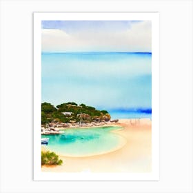 Cala Salada, Ibiza, Spain Watercolour Art Print