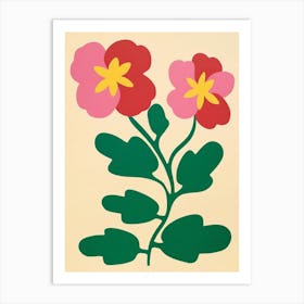 Cut Out Style Flower Art Portulaca Art Print