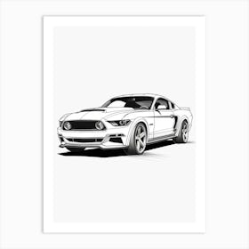 Ford Mustang Line Drawing 27 Art Print