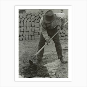 Dirt, Straw And Water Are Mixed To Form The Adobe Mixture For Bricks, Chamisal, New Mexico By Russell Lee Art Print