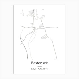 Bestensee,Germany Minimalist Map Art Print