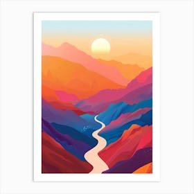 Mountain peaks with river Art Print