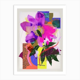 Hellebore 4 Neon Flower Collage Art Print