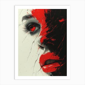 Cracked Realities: Red Ink Rendition Inspired by Chevrier and Gillen: Dead Woman' Art Print