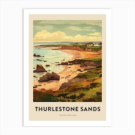 Devon Vintage Travel Poster Thurlestone Sands 3 Art Print