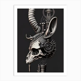 Animal Skull Grey Stream Punk Art Print
