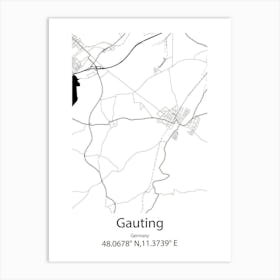 Gauting,Germany Minimalist Map Art Print