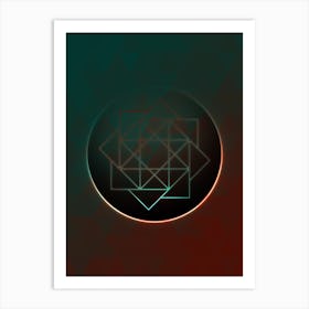Geometric Neon Glyph on Jewel Tone Triangle Pattern 361 Art Print