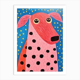 Pink Polka Dot Dog 4 Art Print