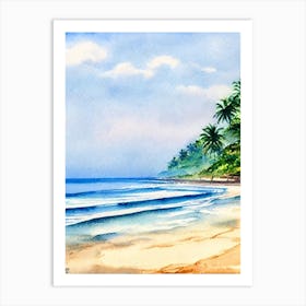 Colva Beach 3, Goa, India Watercolour Art Print