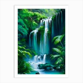 Waterfalls In A Jungle Waterscape Impressionism 1 Art Print