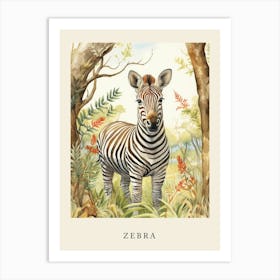 Beatrix Potter Inspired  Animal Watercolour Zebra 3 Art Print