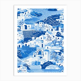 Santorini, Greece, Inspired Travel Pattern 4 Art Print