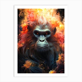 Gorilla In Flames 2 Art Print